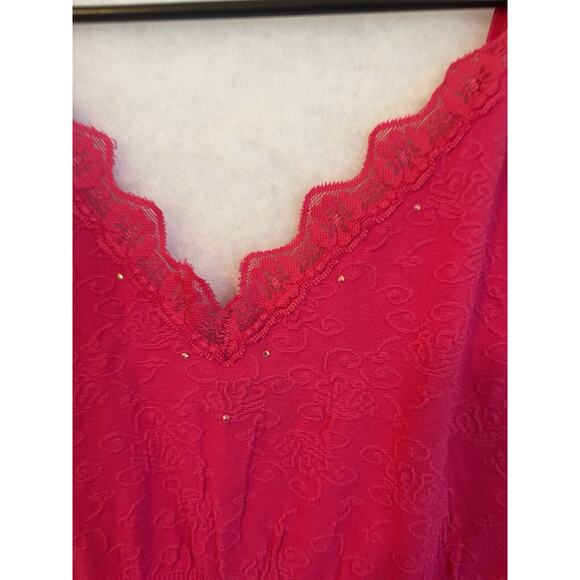 Express Y2K Vintage‎ Size M/L Pink Fitted Babydoll Cami Tank Top Rhinestone Lace - Picture 10 of 12